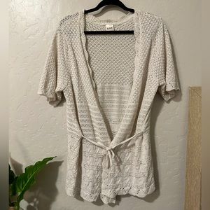 Vintage Blair Knit Short Sleeve Wrap Top - Crochet Tie Vintage Blouse